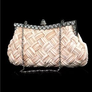 Rhinestone Braided Evening Clutch